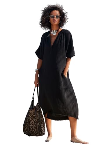 Swimsuits For All Women's Gauze High-Low Sun Dress Cover Up (Plus