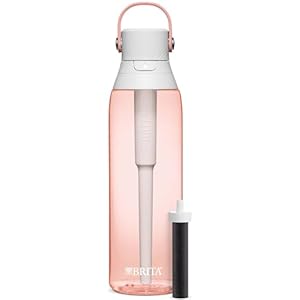 Brita Insulated Filtered Water Bottle with Straw, Reusable, Christmas Gift and Stocking Stuffer For Men and Women, BPA Free Plastic, Blush, 26 Ounce