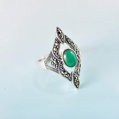 Bagues en argent sterling : offrez un bijou rétro unique à l'agate verte - 4