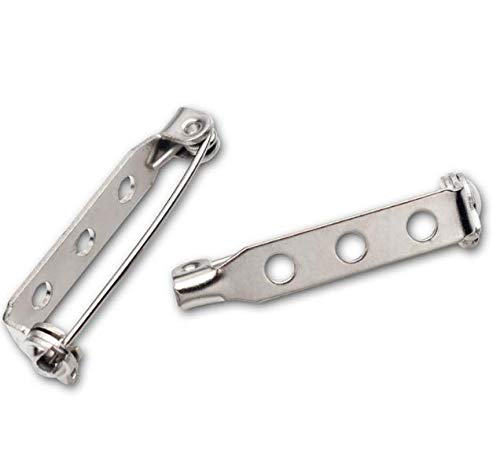 JQYXSS 50 Pieces 25mm Metal Bar Pins with Back Bar Safety Clasp Locking for Name Tags Jewelry Making DIY Crafts Accessories