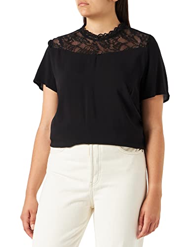 ONLY Carmakoma NOS Carfirst SS Lace Top Wvn, Negro, 50 para Mujer Cover