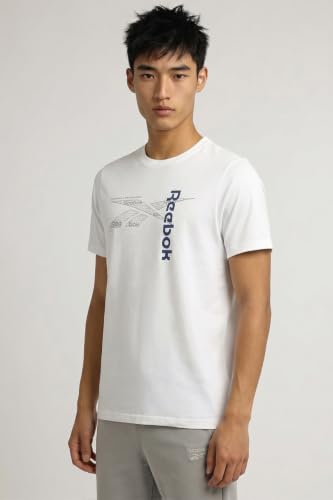Image of Reebok Men's Casual T-Shirt - Lightweight Breathable Comfortable Regular Fit Half Sleeve Tee for Men | Round Neck Tshirt for Men Soft Tshirt