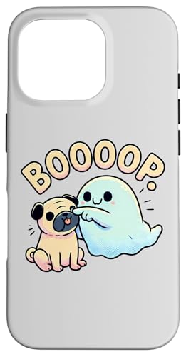 面白いハロウィンゴーストパグブープ愚かな子犬犬のユーモア スマホケース iPhone 16 Pro 用