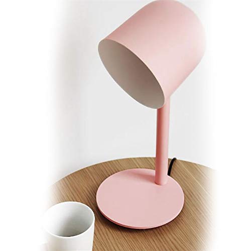 Tischlampe Wohnzimmer Schlafzimmer Studie Büro Moderne Metall Tischlampe Weiß Schwarz Tischlampe Eisen Nachts Leselampe (Color : Pink)
