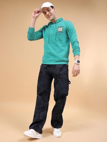 Image of The Indian Garage Co Men Baggy Solid Mid-Rise Stretchable Jeans