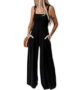 Dokotoo Women's Casual Loose Overalls Jumpsuits One Piece Sleeveless Wide Leg Long Pant Rompers W...