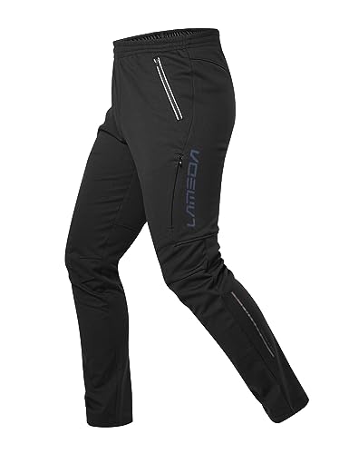 LAMEDA Pantalons Cyclisme VTT Homme Hiver Chaud Pantalon de Jogging Travail Cargo Randonné Alpinisme Imperméable Coupe-Vent Noir L