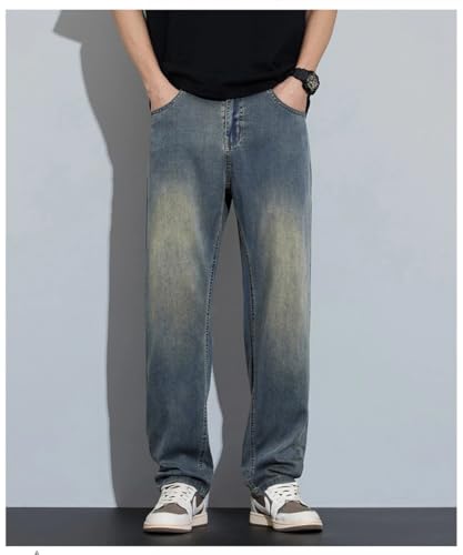 Summer Business Casual Ice Silk Jeans Men's Straight Denim Pants4