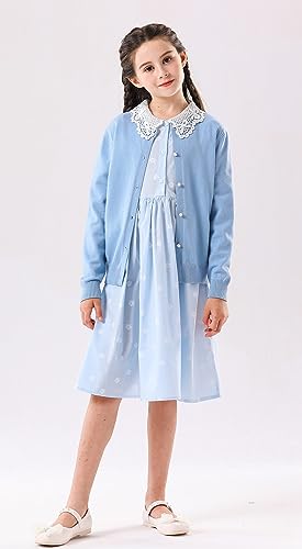 image for SMILING PINKER Girls Cardigan Sweater School Uniforms Button Long Slee