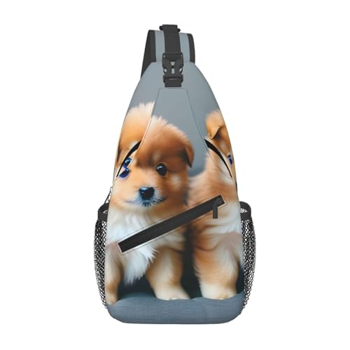 Pomeranians Puppies And Point 1 Stylish Men'S Messenger Bag - Durable Polyester, Huge Capacity & Adjustable Strap