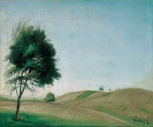 Peinture à l'huile reproduction Hilly Landscape 2 Gyula Rudnay tableau 30x36