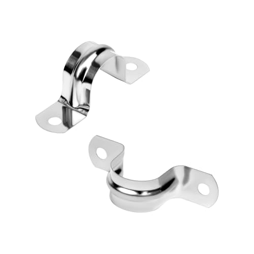 Image of 30Pcs 1 Inch Stainless Steel Conduit Clamps, 2 Hole Strap U Bracket Rigid Pipe Strap, Tension Clips U-Tube Clamp for Pipe Fixing on Various Surfaces