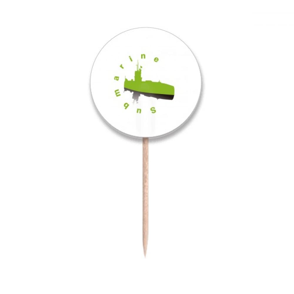 Submarine Sank Underwater Ocean Toothpick Flags Round Labels Party Decoration