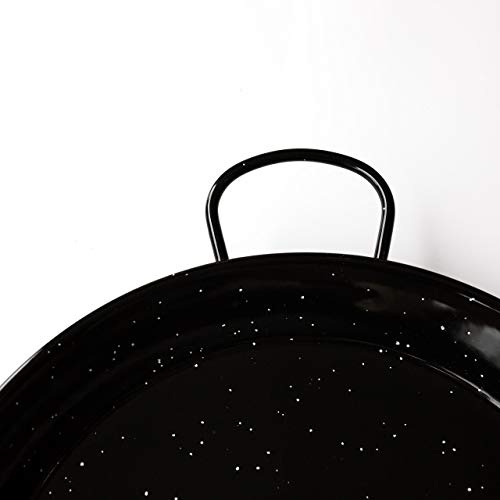 Vaello Campos Enamelled Steel Paella Pan, 42 cm, 42cm=16.53'', Black