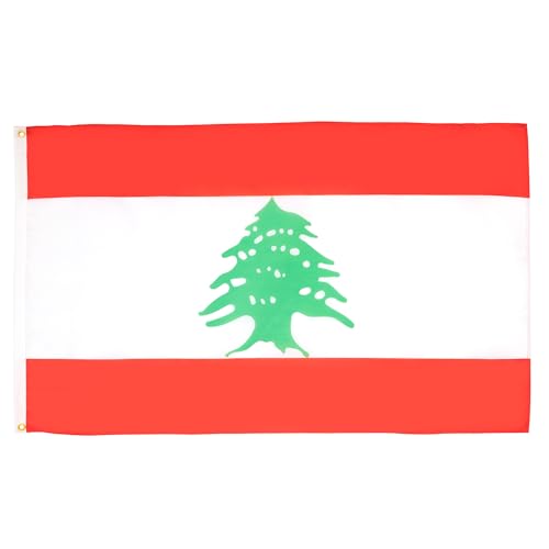 Image of AZ FLAG - Lebanon Flag - Large 5x8 Ft - 100D Polyester Lebanese Big Banner with Two Metal Grommets - Fade Resistant - Vivid Colors - 5' x 8' Feet - 250x150 Cm