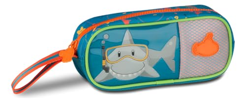 Estojo Escolar Duplo Tubarao Shark Porta Lapis Caneta