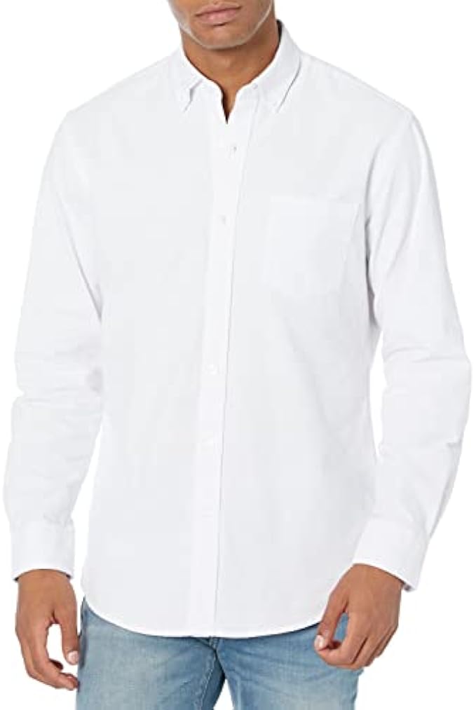 Amazon Essentials Men's Regular-Fit Long-Sleeve Solid Pocket Oxford Shirt