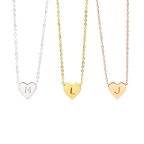 Valentines Day Gift for her Mothers Day Gift for Her Heart Necklace Anniversary Gift Personalized Initial Necklace Flower Girl Women Baby Girl Best Friend Necklaces Friendship - FHN