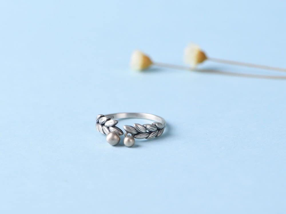 Anello In Argento Sterling 925,S925 Anello In Argento Sterling Con Spiga Di Grano Anelli Regolabili Anello Aperto Retrò In Argento Anello Per Il Pollice Anello Eterno Con Fascino Da Sposa Gioielli