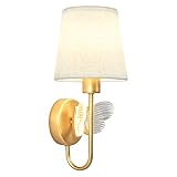 Aeyee Butterfly Wall Sconce, Modern LED Wall Lamp with Fabric Shade, Decorative Wall Light for Bedroom Entrance Hallway (Gold)