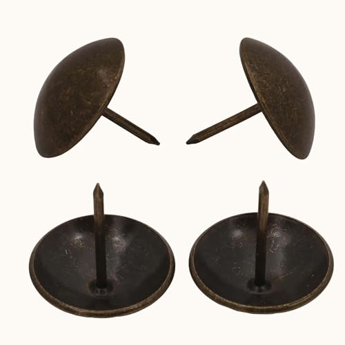 Amanaote Metal 1” Diameter Antique Brass Hardware Upholstery Clavos Decorative Nails Tacks(Pack of 30)