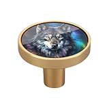 Qilmy 4 Pack Wolf 1-1/4 inch Cabinet Knobs for Drawers, Acrylic & Zinc Alloy Round Drawer Pulls with Screws, Decorative Furniture Knobs for Dresser, Kitchen Home Decor