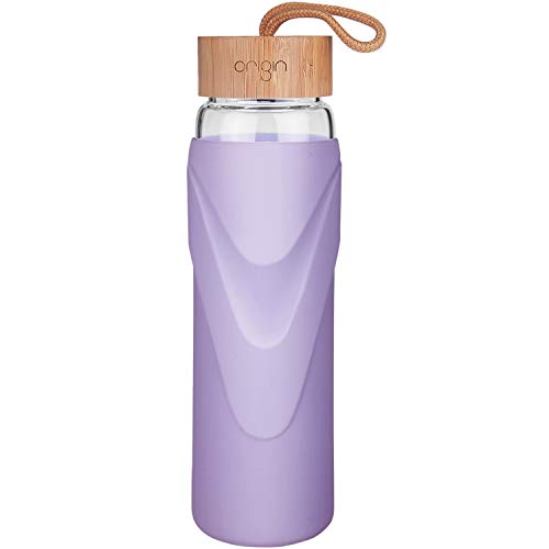 image for Origin - Best WIDEMOUTH BPA-Free Glass Water Bottle With Protective Si