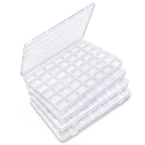 Image of Eppingwin 42 Grids Bead Organizer, Craft Organizers and Storage, Acrylic Organizers, plastic Bead Organizer Box for Crafts Organizing Storing (4 pack)