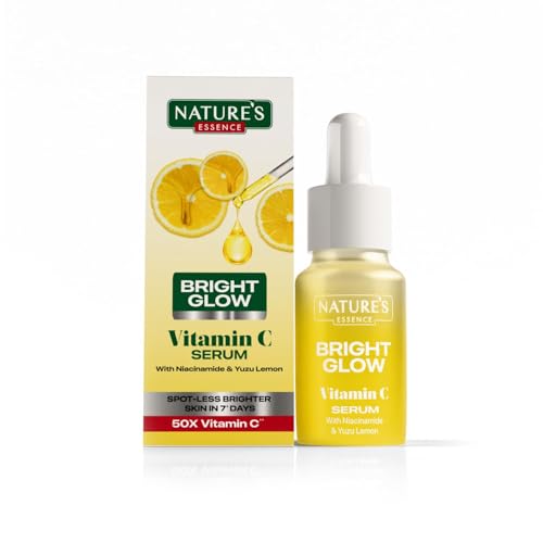 Nature's - Essence Bright Glow Vitamin C Face Serum for Men & Women | Brightens & Gives Glow | Fades Dark Spots | Vitamin C Serum for Glowing Skin | For All Skin Types | Beginner Friendly| 12ml