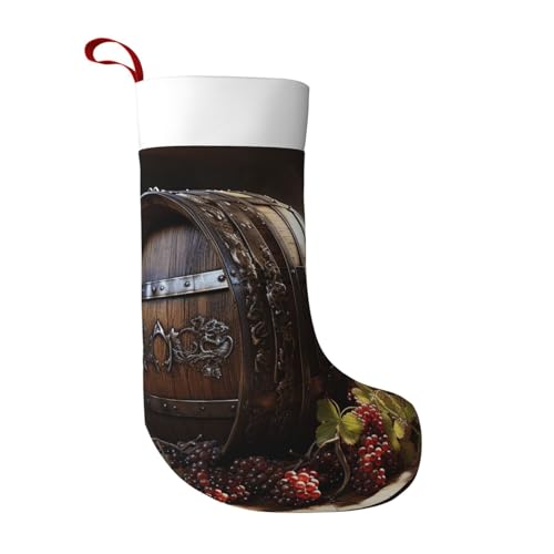 Anceky Medias navideñas de 45 cm con puños de felpa, diseño de barril de vino tinto, para colgar en la chimenea, para decoración familiar, fiestas navideñas, 1 paquete