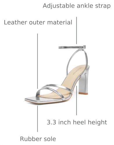Image of Womens Sandals Square Open Toe Chunky High Heels Strappy Ankle Strap Shoes