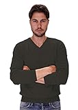 maria di ripabianca italy MADE IN ITALY MARIA DI RIPABIANCA Herrenpullover mit V-Ausschnitt 100% Kaschmir Made in Italy (Dunkelgrau, 56)