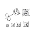 1 Pair Square Stainless Ear Stud Fake Silver Piercing Earrings For Women Men (6.0mm)
