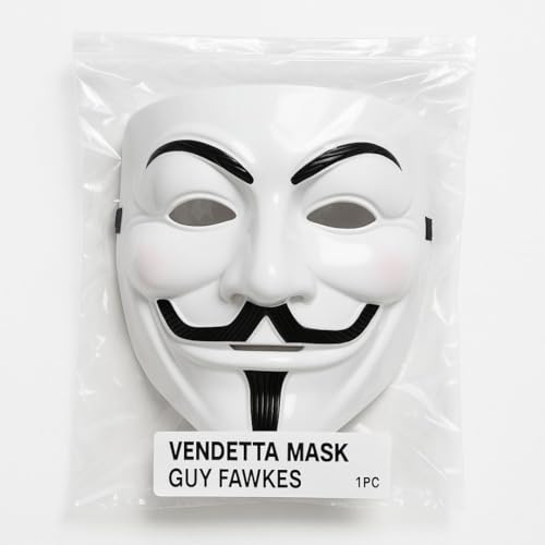 Image of WANNA PARTY V for Vendetta Comic Face Mask Anonymous Guy Fawkes, White