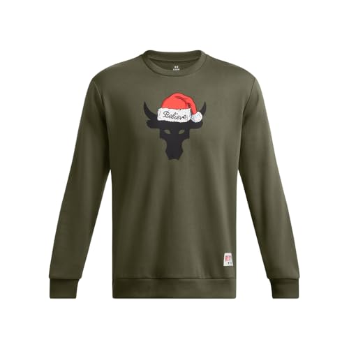 Under Armour Men's Project Rock Red One Believe Crew Neck Sweatshirt3