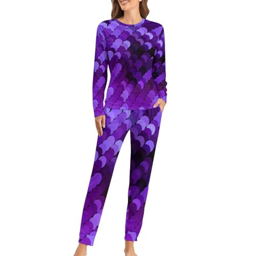 Ensemble de pyjama femme violet pailleté avec T-shirt manches longues à offrir