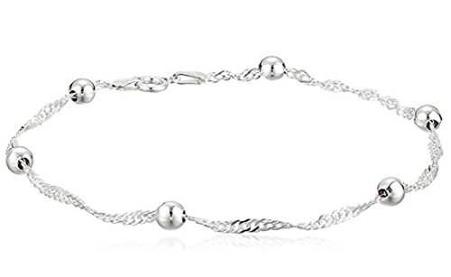 Adabele 1pc Real 925 Sterling Silver Satellite Beaded Singapore Bracelet 6.5 inch Cute Chain 3mm Ball Women Mother Hypoallergenic Jewelry SB-6A