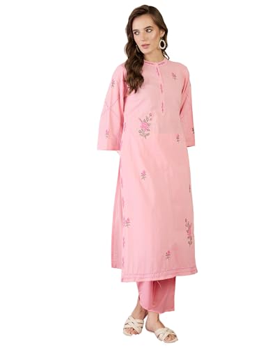 Image of INDO ERA Women's Cotton Ethnic Co-Ord Set | Kurta Pant Set | Stylish Cotton Suit Set for Women,9783 | Cord Set For Women Cotton |