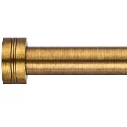WORLD RODS Antique Brass Curtain Rod for Windows 18 to 88 Inches,1 Inch Adjustable Drapery Pole,Heavy Duty Outdoor-Indoor Modern Curtain Rods,Easy Installation(Antique Brass 18-88)