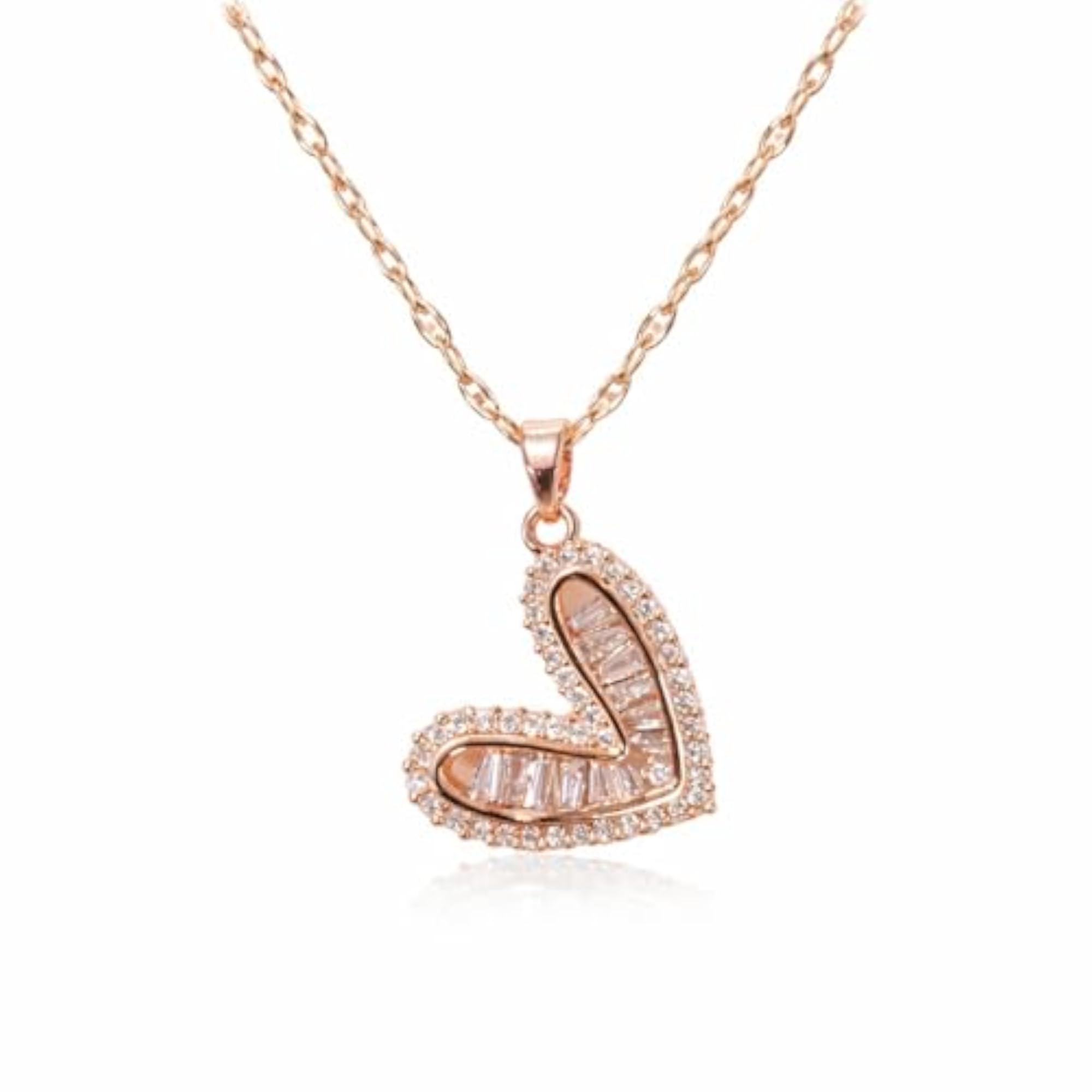 Women's Anti Tarnish Rose Gold Heart Pendant Necklace