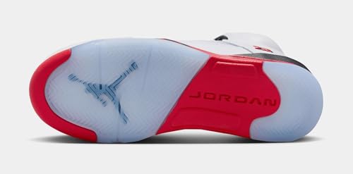 Air Jordan 5 Retro Fire Red Grade School Lifestyle Shoes (White/Fire Red/Black) - Image 5