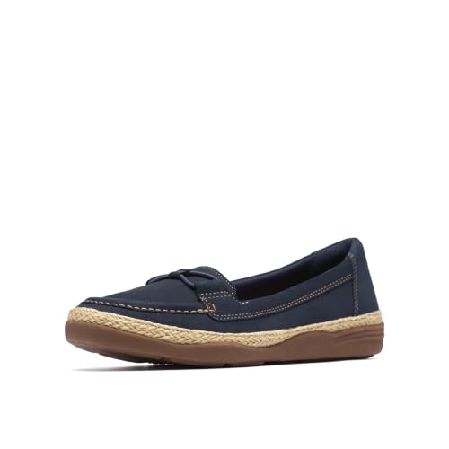 Clarks CloudSteppers Women's Elaina Milly Loafer, Navy Nubuck, 9 Wide US by Clarks - Used condition - US$59.40