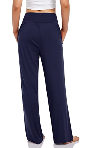 Ueu PS021PANTS07-NAVY-XL Women'S Plus Size High Waist Comfortable Yoga Maternity Pants Casual Loose Fit Lounge Wide Leg Sports Athletic Pants thumb #2