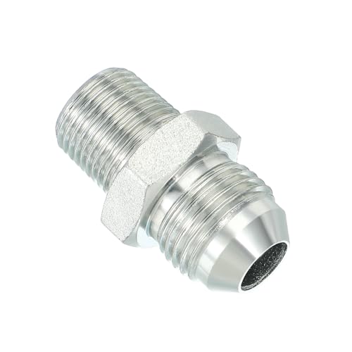 Image of PATIKIL Pipe Adapter Connector 3 /4 inch Male 74 Flare JIC x 3 /8 inch Male R Pipe Fitting Oil Feed Restrictor Fitting Hydraulic Connector for Oil Steam Water Pipelines System
