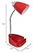 Simple Designs LD1057-RED Gooseneck Organizer Desk Lamp with iPad/Tablet Stand or Book Holder and Charging Outlet, Red