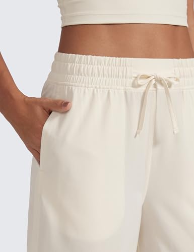 Image of CRZ YOGA Lightweight Wide Leg Crop Pants 25 inch | Casual, Travel, Comfy, Soft, Split, Loose Fit, Pockets, for Women