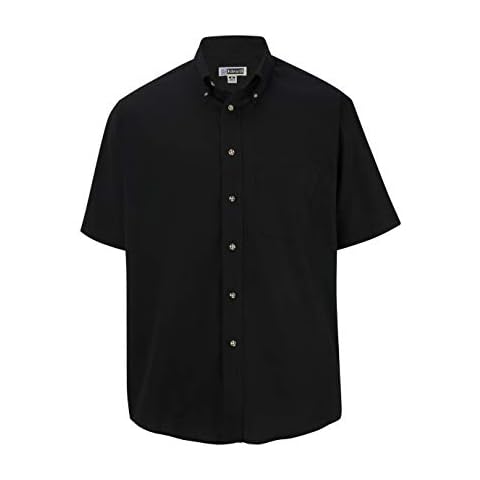 Edwards Men's Easy Care Short Sleeve POPLIN Shirt Large Black Cover
