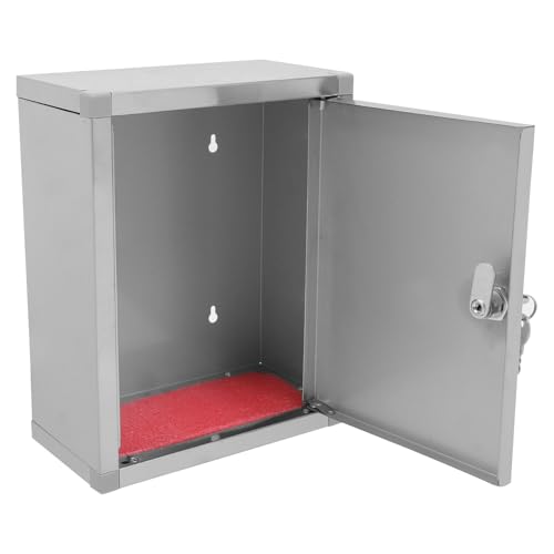 EXAOMBLE ステンレス製壁掛け収納箱 鍵付き提案意見箱 多機能公共用投函ボックス スマホ保管対応 教室や公共スペース向け