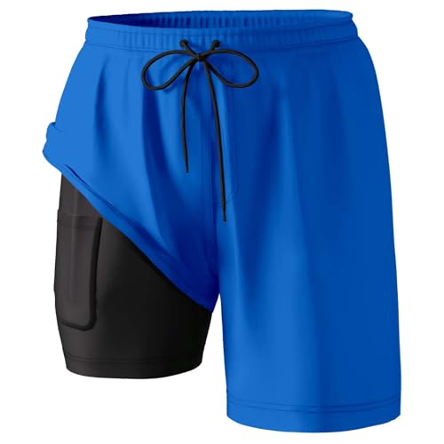 Swimming Trunks for Men with Compression Liner Swimsuit Trunks Quick-Dry Shorts with Liner and Zipper Pockets4