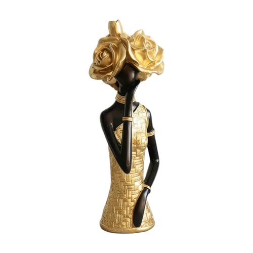 LOVIVER Statuette de femme africaine, décoration de bureau, sculpture en résine créative et...